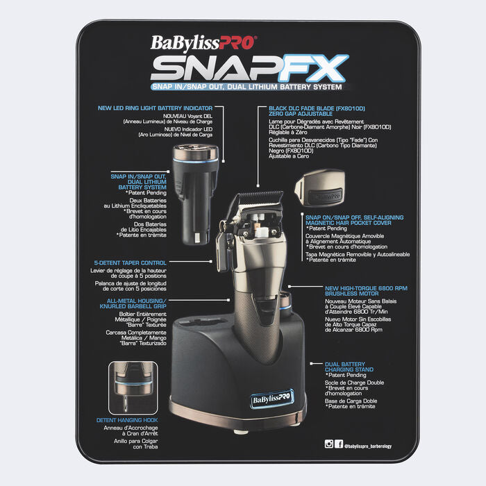 BabylissPro SNAPFX Clipper With Snap In/Out Dual Lithium Battery System FX890