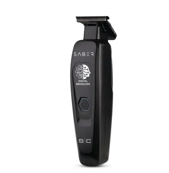 Saber Trimmer - Professional Cordless Hair Trimmer with Full Metal Body and Digital Brushless Motor in Black