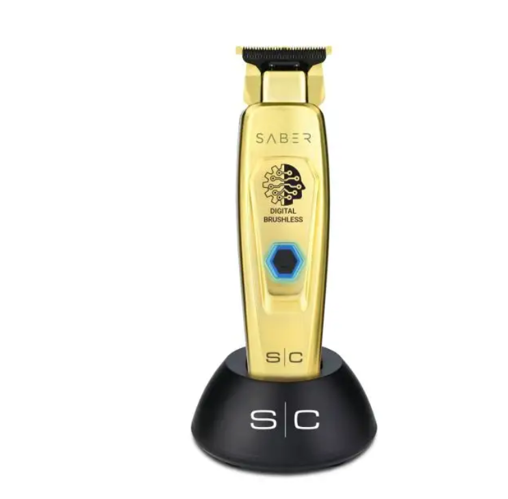 Saber Trimmer - Professional Cordless Hair Trimmer with Full Metal Body and Digital Brushless Motor in Gold Model SC405G