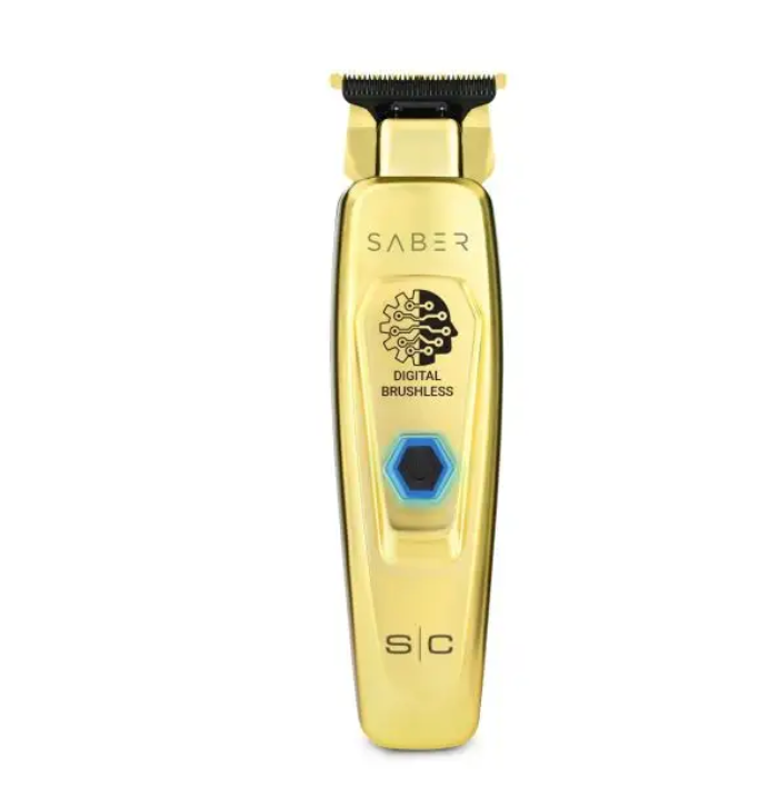 Saber Trimmer - Professional Cordless Hair Trimmer with Full Metal Body and Digital Brushless Motor in Gold Model SC405G