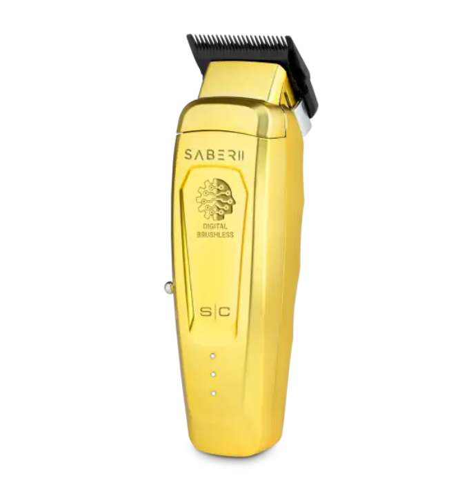 Saber 2 Clipper - Professional Cordless Modular Hair Clipper with High-Torque Digital Brushless Motor in Gold