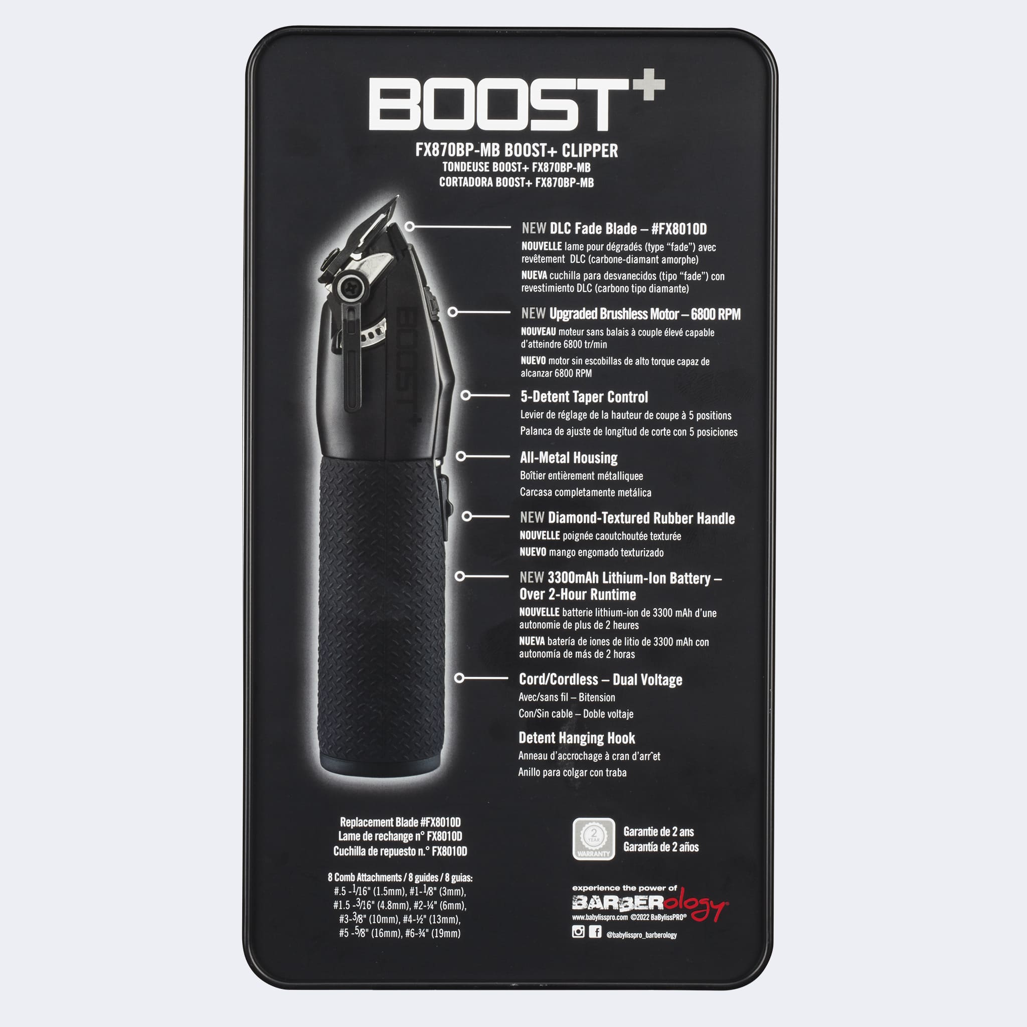 BabylissPro Matte Black Boost+ Clipper FX870BP-MB