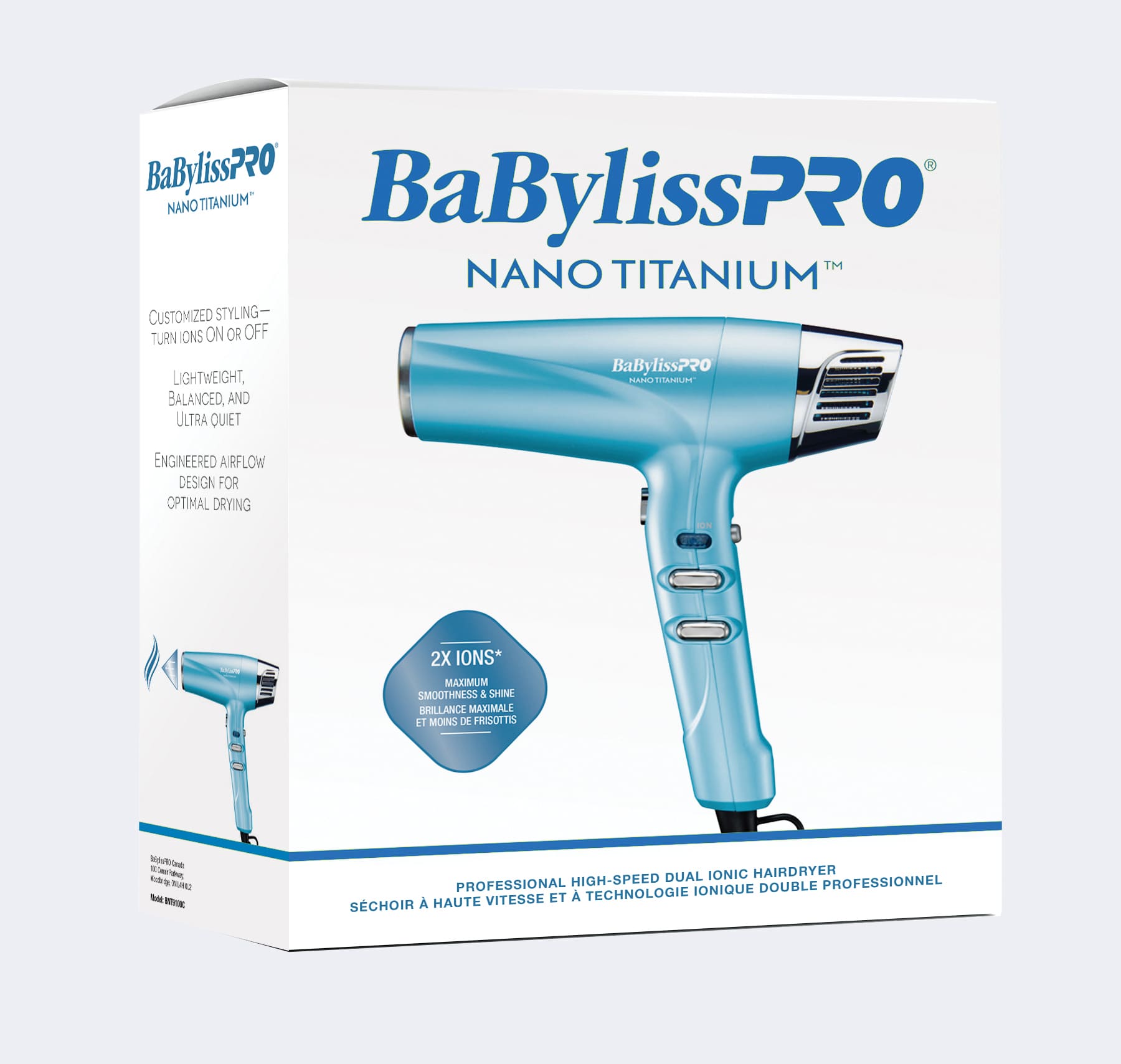 BABYLISSPRO® NANO TITANIUM™ DUAL IONIC HIGH-SPEED HAIRDRYER (BLUE) BNT9100C