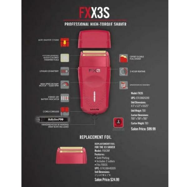 BabylissPro FX3 Ferrari-Designed High Speed Professional Double Foil Shaver - FXX3S